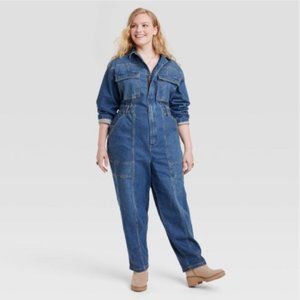 Women's Long Sleeve Denim Jumpsuit - Universal Thread